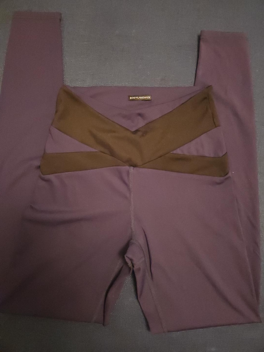 Body Language Purple Black Colorblock Leggings XXS High Rise